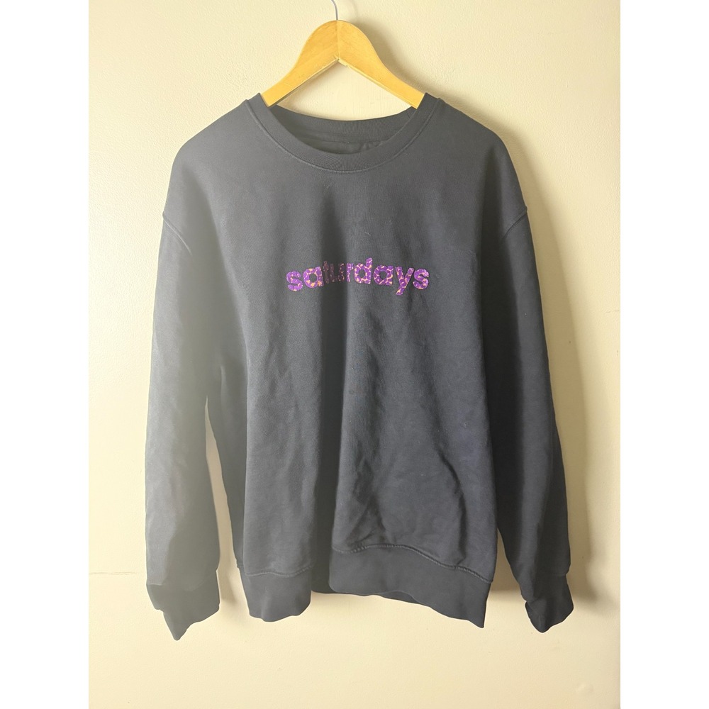 Saturdays NYC Sweater Womens XL Gray Crewneck Sweatshirt Spellout Pullover